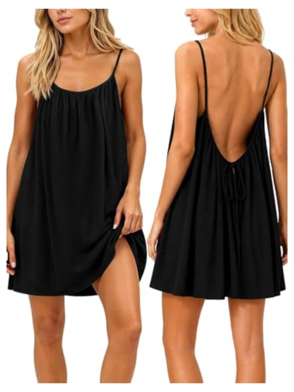 Sleeveless A-Line Backless Mini Dress Flowy Casual Sundress